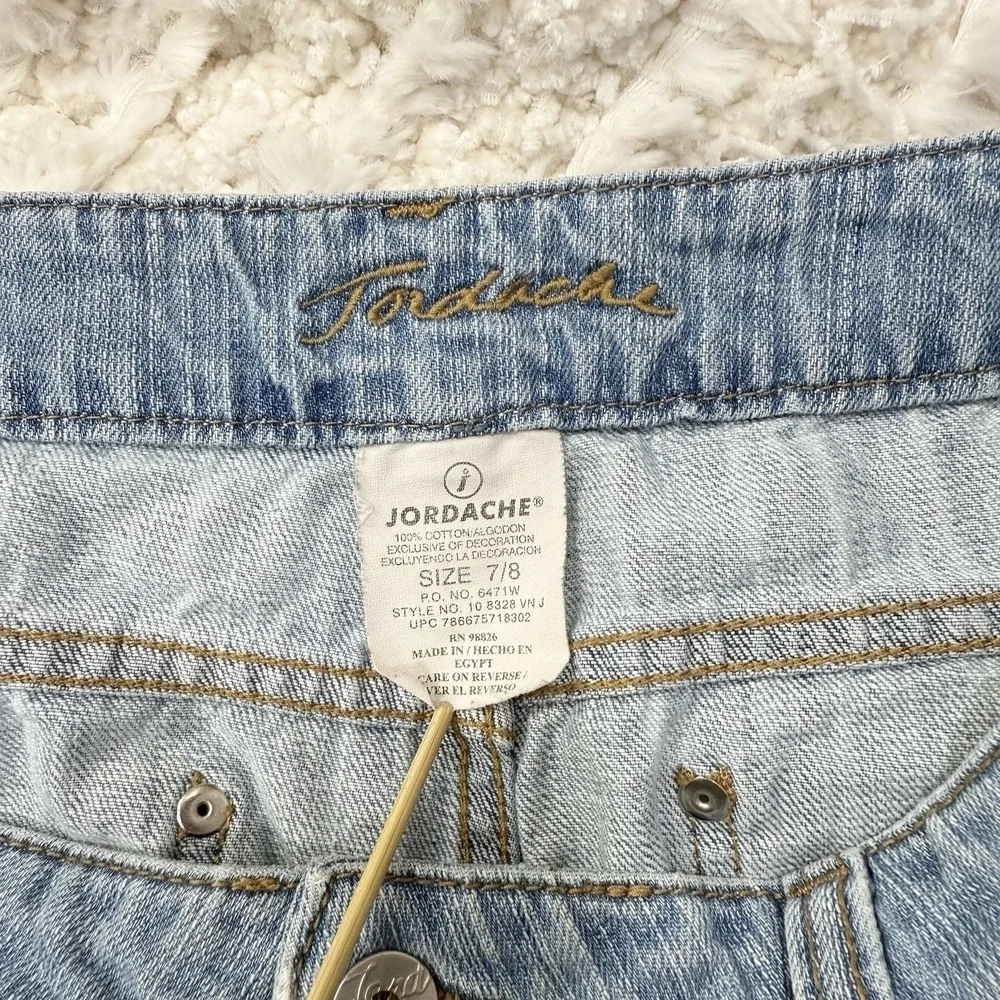 Vintage Y2K Jordache Low Rise Micro Mini‎ Denim Skirt 7/8 Embellished Light Wash